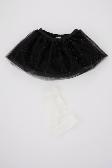 Baby Girl 2 piece Tulle Regular Fit Polka Dot Skirt