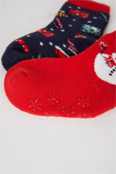 Длинные новогодние носки из хлопка для малышей мальчиков, 2 пары