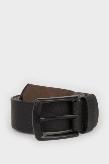 Man Rectangle Clasp Faux Leather