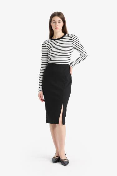 Pencil Skirt Normal Waist Midi Knitted Skirt