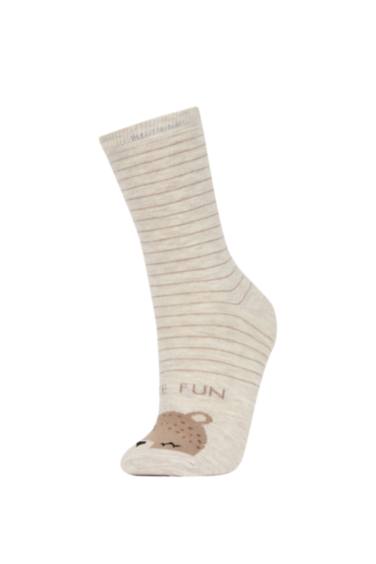 جوارب طويلة قطن مطبوعة من 3 قطع