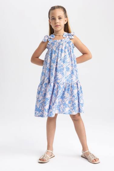 Girl Patterned Sleeveless Dress