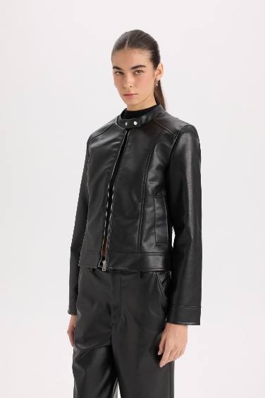 ジャケット・アウター Fake Leather Jacket/cizatto Amazon.com: Women's Trendy Faux Leather Jacket Moto Short