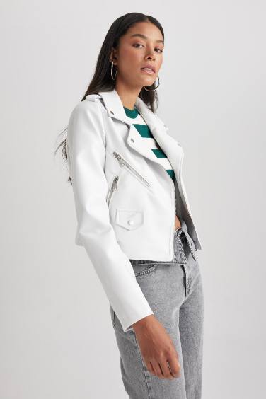 جاكيت بايكر كروب جلد صناعي قصة مريحة