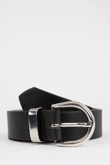 Women's Oval Buckle Faux Leather Jean Belt