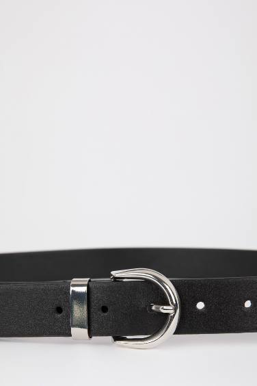 Ремень с овальной пряжкой из искусственной кожи
