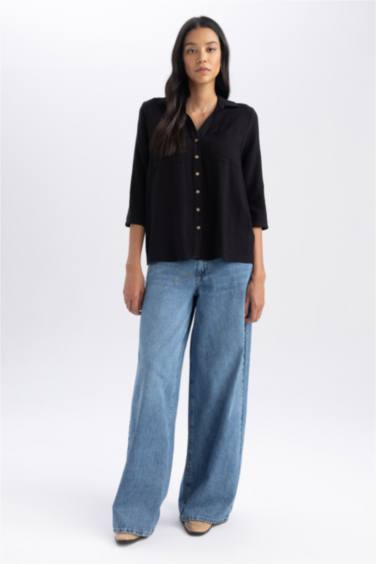 قميص كم طويل قصة عادية