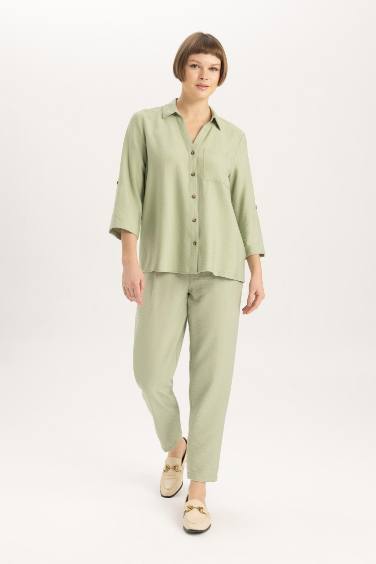 قميص كم طويل قصة عادية