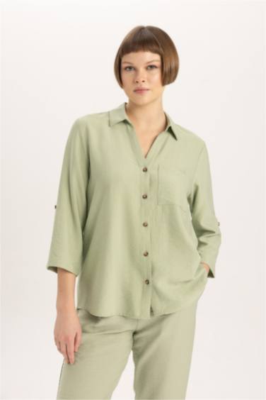 قميص كم طويل قصة عادية