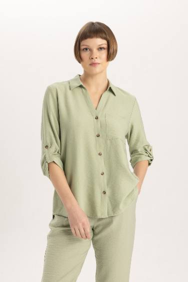 قميص كم طويل قصة عادية