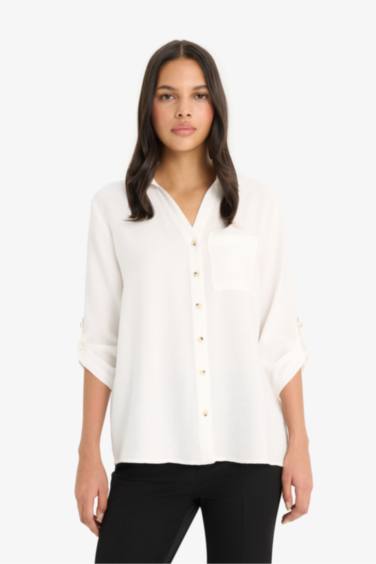 Regular Fit Shirt Collar Long Sleeve Shirt