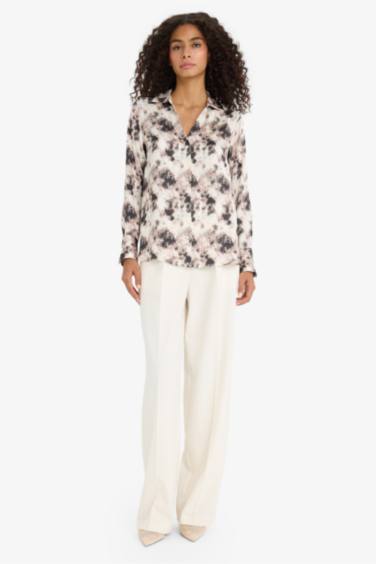 قميص ستان ردن طويل مطبوع اوفر سايز