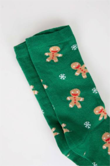Длинные новогодние носки из хлопка для женщин