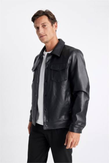 Куртка из искусственной кожи приталенного кроя