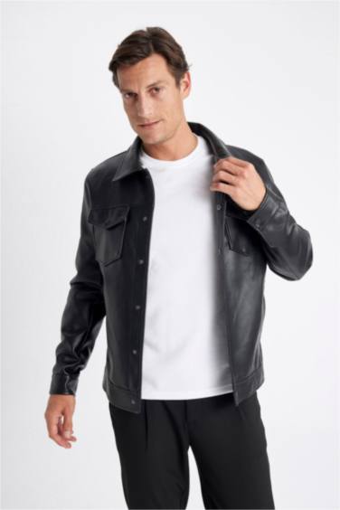 Куртка из искусственной кожи приталенного кроя