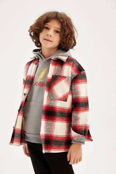 Boy Oversize Fit Flannel Long Sleeve Shirt