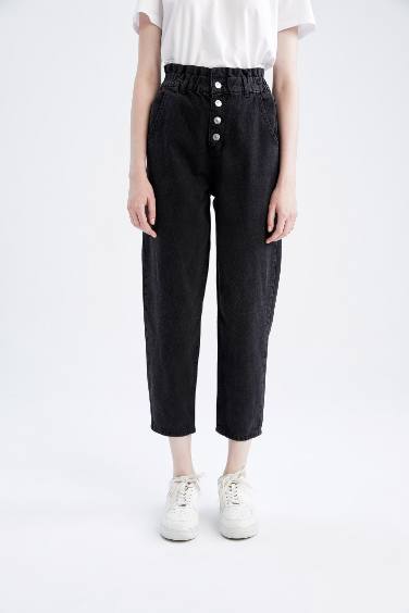 Paperbag Fit High Waist Jean  Cotton Trousers