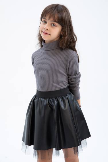 Girl Turtleneck Ribbed Camisole Long Sleeve T-Shirt