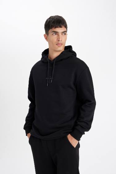 Relax Fit Kapüşonlu Baskılı Sweatshirt