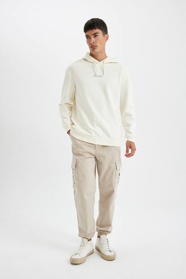 Relax Fit Kapüşonlu Baskılı Sweatshirt