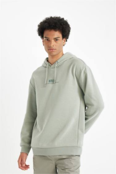 Relax Fit Kapüşonlu Baskılı Sweatshirt