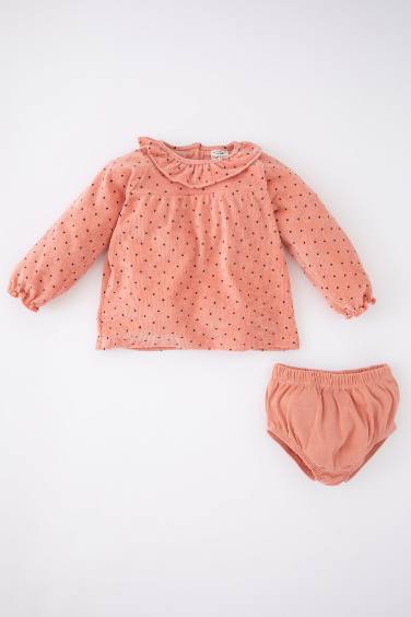 Baby Girl Polka Dot Velvet T-Shirt Panty 2 Piece Set