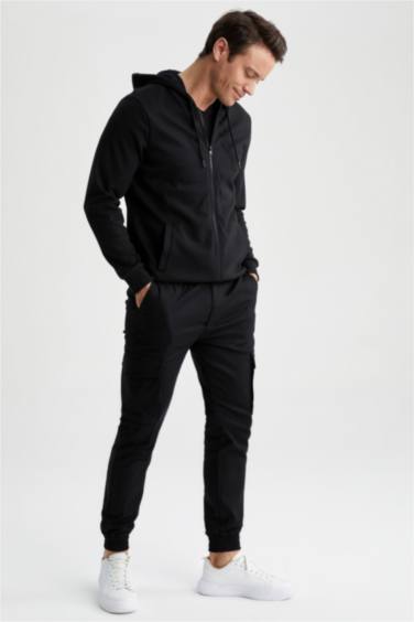 Regular Fit Hooded Zippered Cardigan