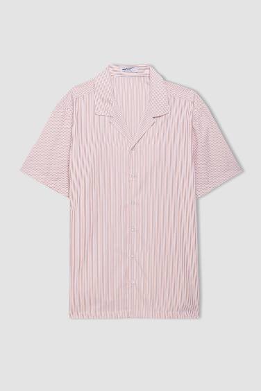 Regular Fit Resort Collar Striped Shirt