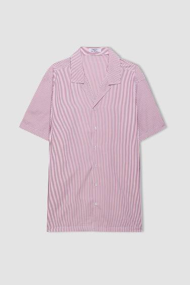 Regular Fit Resort Collar Striped Shirt