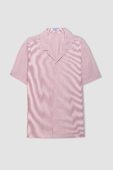 Regular Fit Resort Collar Striped Shirt