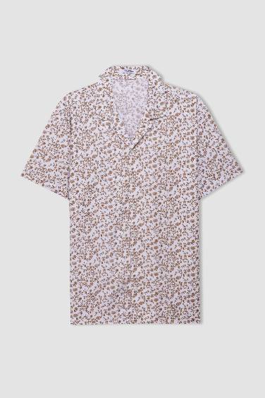 Regular Fit Resort Collar Printed Short Sleeve Shirt