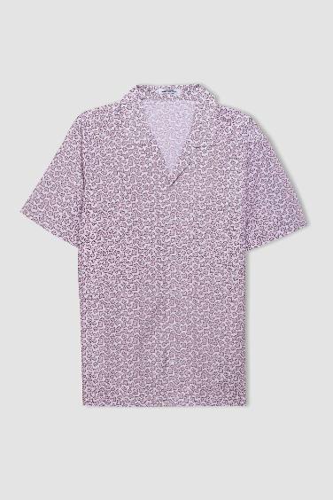 Regular Fit Resort Collar Printed Short Sleeve Shirt