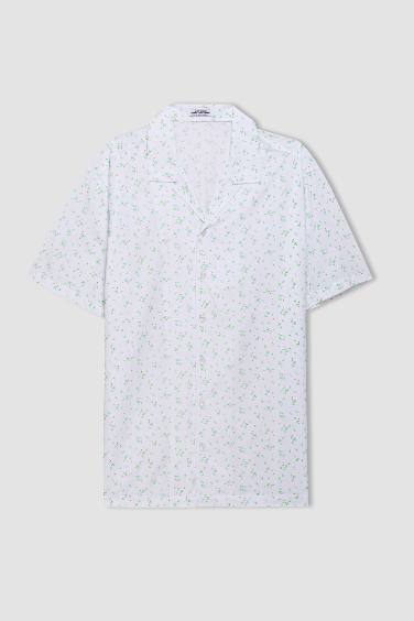 Regular Fit Resort Collar Printed Short Sleeve Shirt