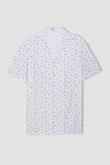 Regular Fit Resort Collar Printed Short Sleeve Shirt