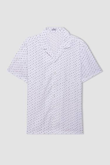 Regular Fit Resort Collar Printed Short Sleeve Shirt