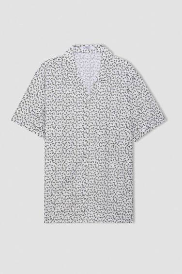 Regular Fit Resort Collar Printed Short Sleeve Shirt