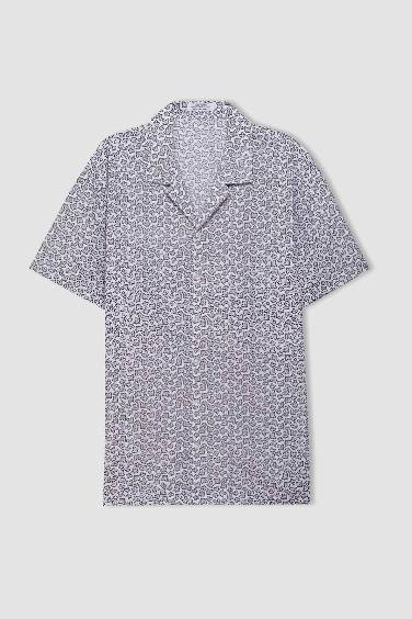 Regular Fit Resort Collar Printed Short Sleeve Shirt