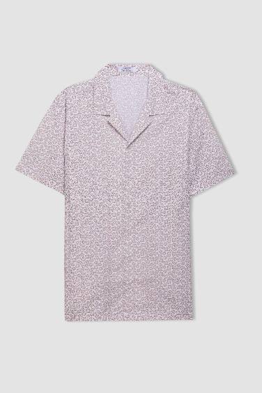 Regular Fit Resort Collar Printed Short Sleeve Shirt