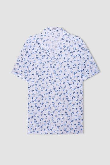 Regular Fit Resort Collar Printed Short Sleeve Shirt