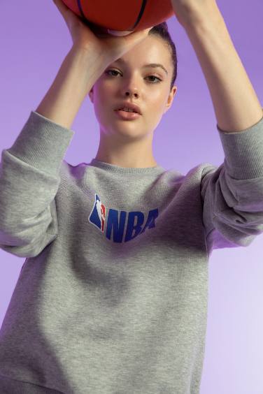 DeFactoFit NBA Standard Fit Crew Neck Sweatshirt