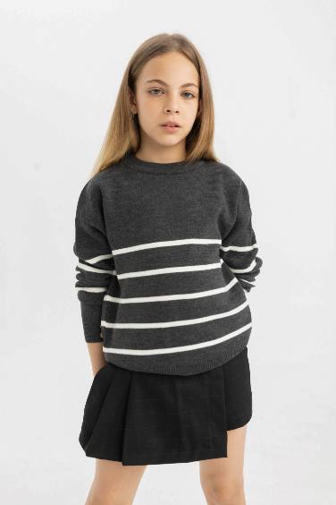 Girl Crew Neck Knit Pullover