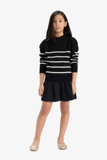 Girl Crew Neck Striped Knit Pullover