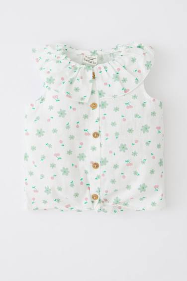 Linen Look Printed Short Sleeve Shirt