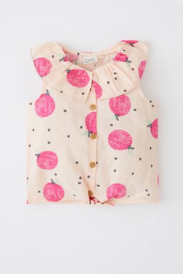 Linen Look Printed Short Sleeve Shirt