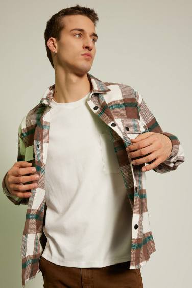 Relax Fit Checkered Cotton Long Sleeve Shirt