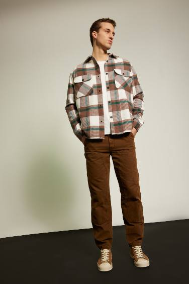 Relax Fit Checkered Cotton Long Sleeve Shirt