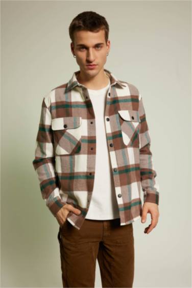 Relax Fit Checkered Cotton Long Sleeve Shirt