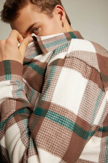 Relax Fit Checkered Cotton Long Sleeve Shirt