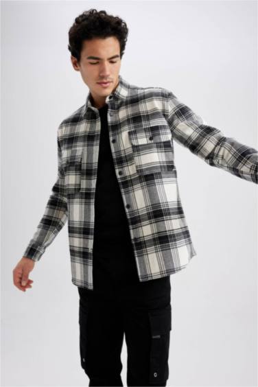 Relax Fit Checkered Cotton Long Sleeve Shirt