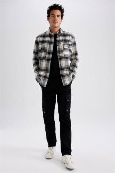 Relax Fit Checkered Cotton Long Sleeve Shirt